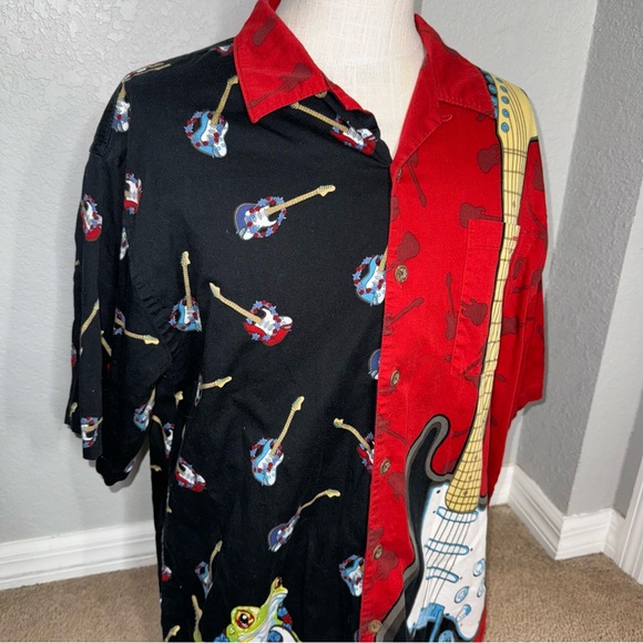 Chillwear Y2K frog guitar all over print graphic Button Front Shirt XL - Picture 6 of 12